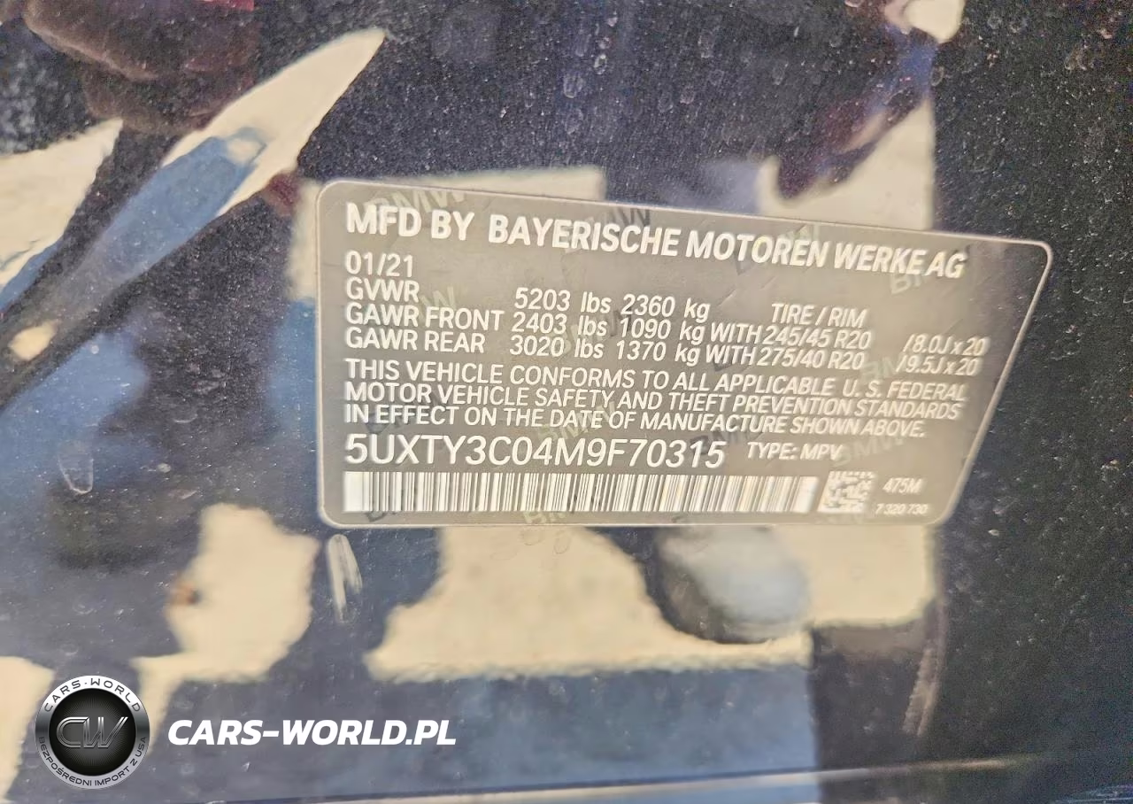 2021 BMW X3 Sdrive30I VIN:5UXTY3C04M9F70315 - 14