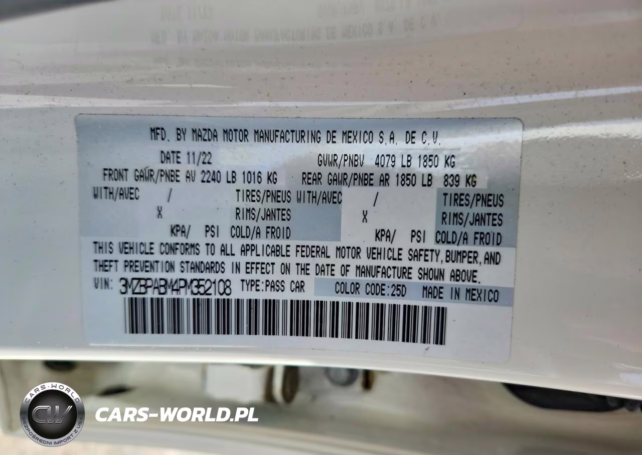2023 Mazda 3 Select VIN:3MZBPABM4PM352108 - 12