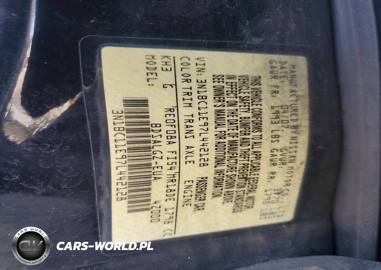 2007 Nissan Versa 1.8 S VIN:3N1BC11E97L442128 - 12