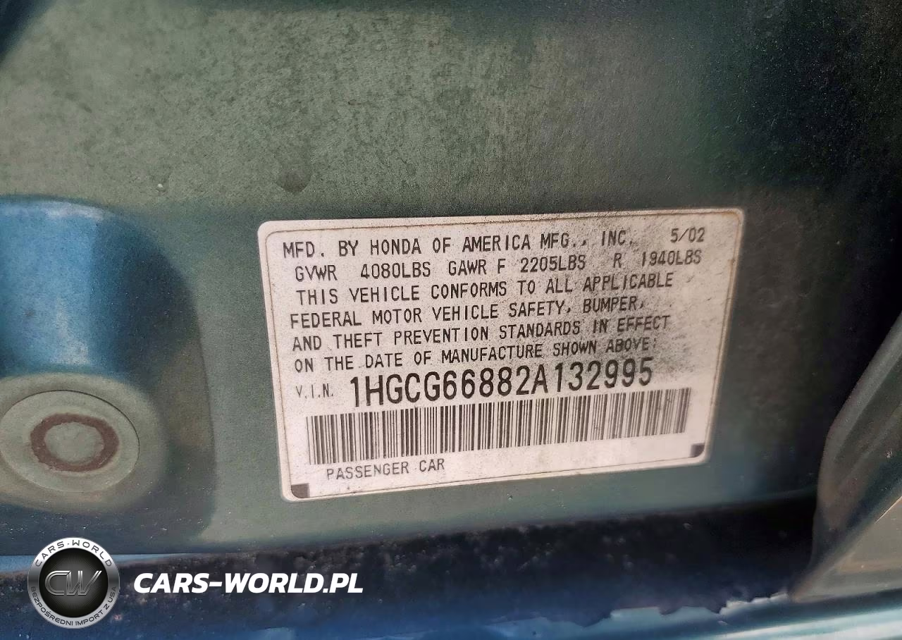 2002 Honda Accord Ex VIN:1HGCG66882A132995 - 12