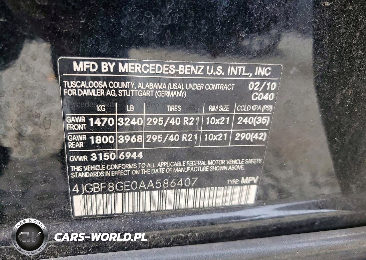 2010 Mercedes-Benz Gl 550 4Matic VIN:4JGBF8GE0AA586407 - 13