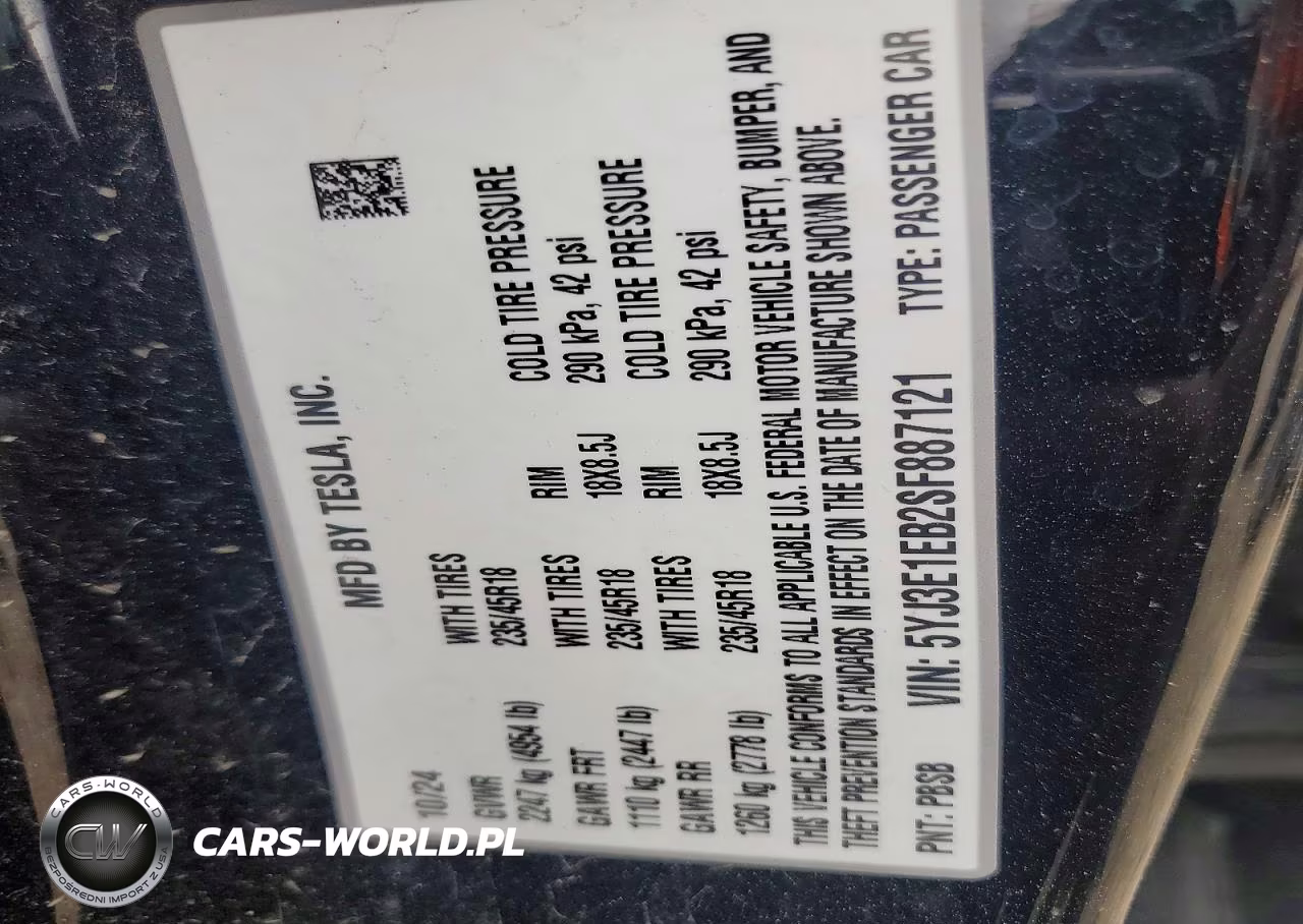 2025 Tesla Model 3 VIN:5YJ3E1EB2SF887121 - 13