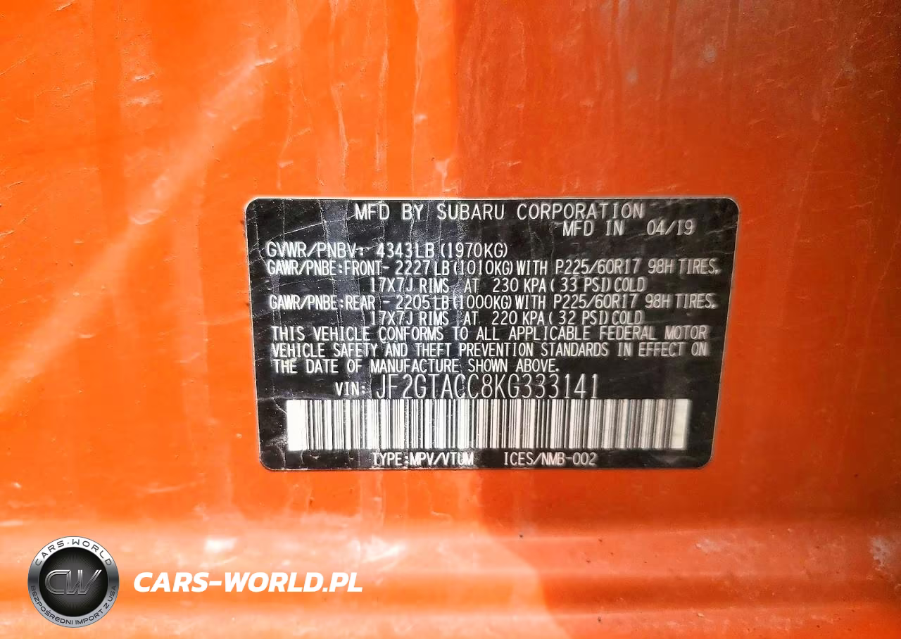 2019 Subaru Crosstrek Premium VIN:JF2GTACC8KG333141 - 13