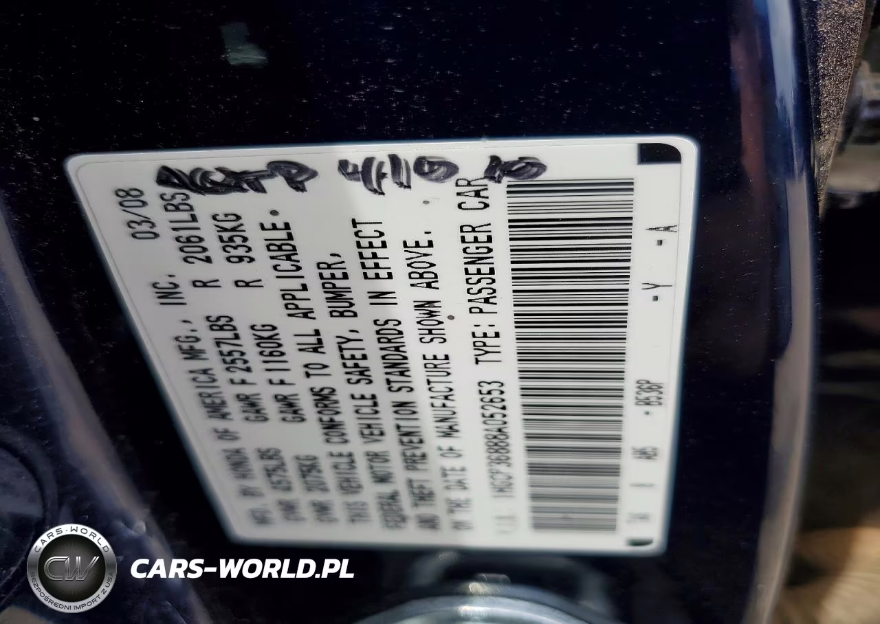 2008 Honda Accord Exl VIN:1HGCP36888A052653 - 12