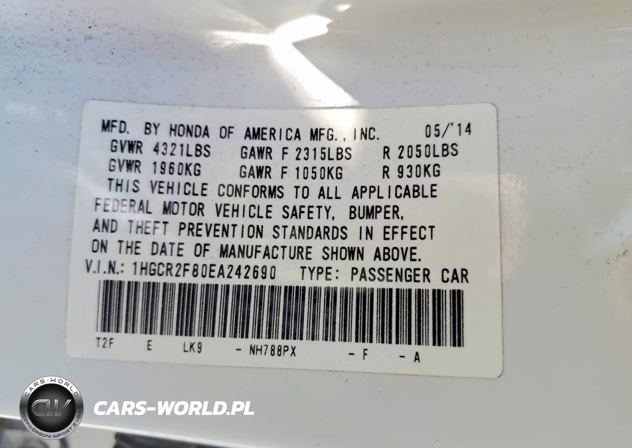 2014 Honda Accord Exl VIN:1HGCR2F80EA242690 - 12