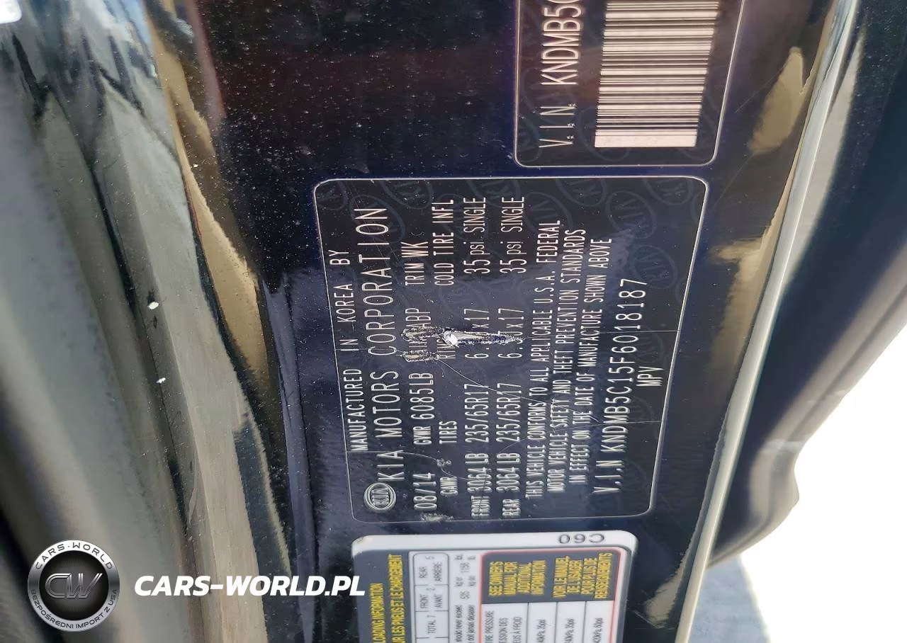 2015 Kia Sedona Lx VIN:KNDMB5C15F6018187 - 14