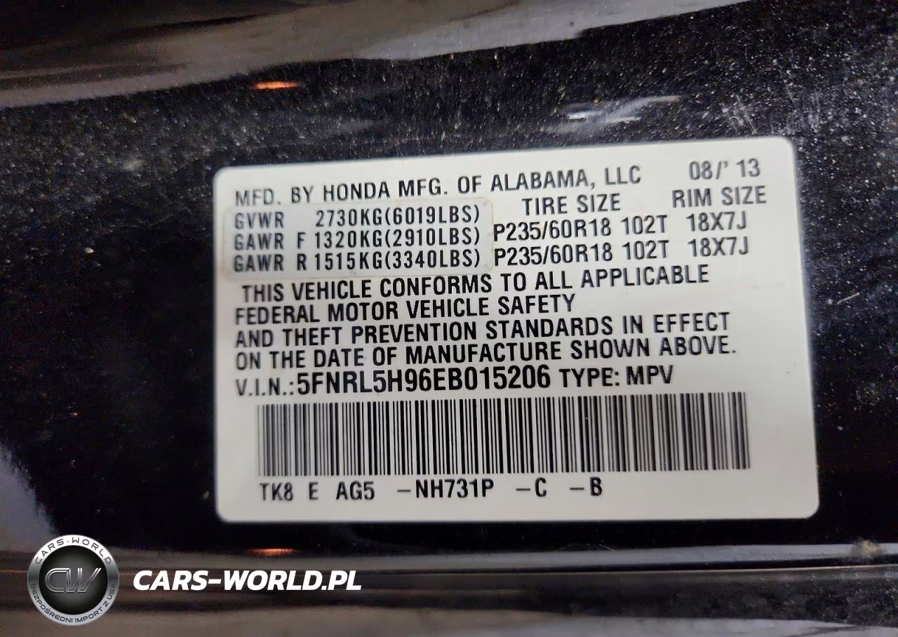 2014 Honda Odyssey Touring VIN:5FNRL5H96EB015206 - 13