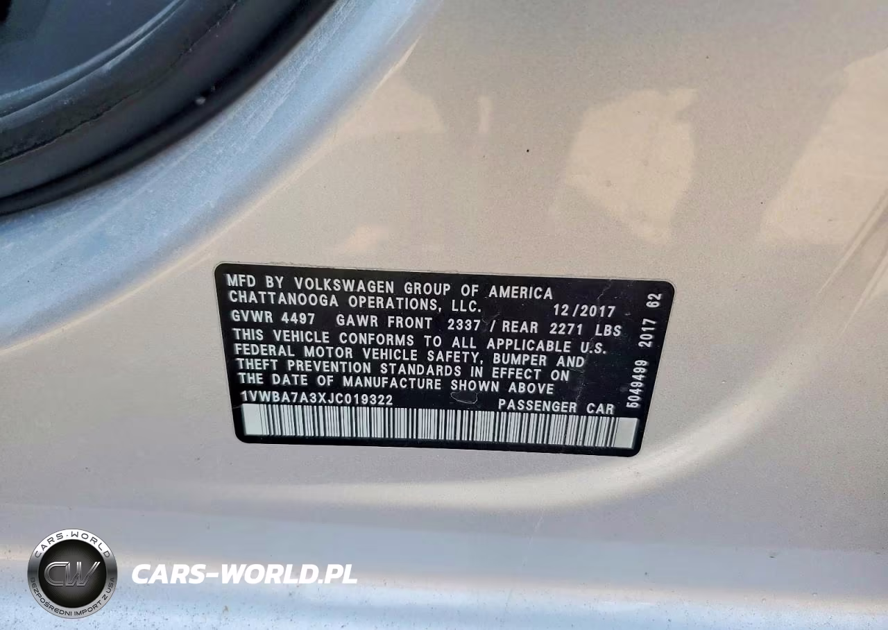 2018 Volkswagen Passat Se VIN:1VWBA7A3XJC019322 - 12