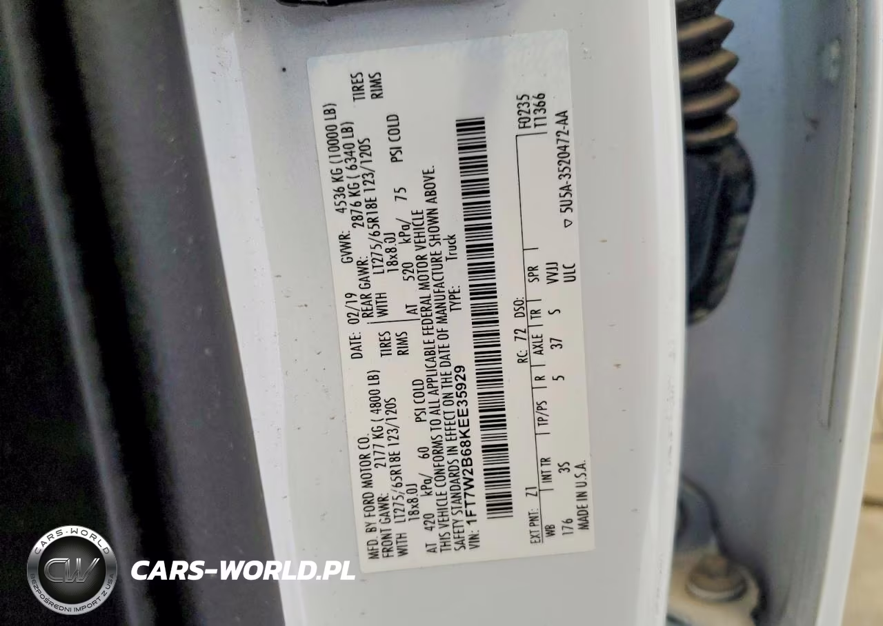 2019 Ford F250 Super Duty VIN:1FT7W2B68KEE35929 - 12