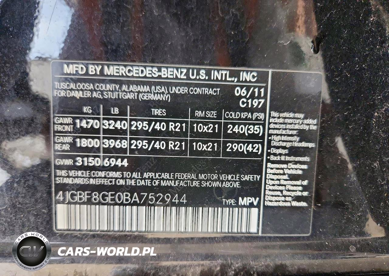 2011 Mercedes-Benz Gl 550 4Matic VIN:4JGBF8GE0BA752944 - 13