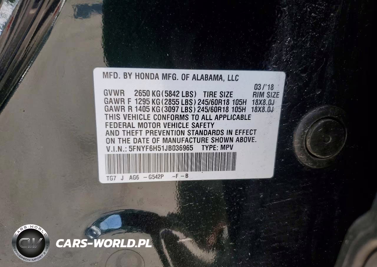 2018 Honda Pilot Exl VIN:5FNYF6H51JB036965 - 13