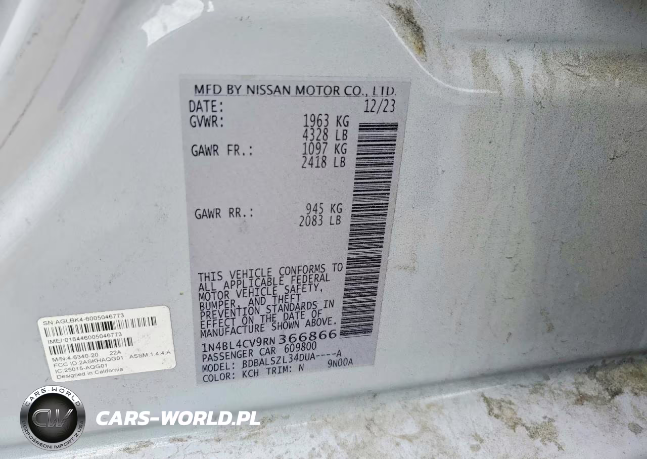 2024 Nissan Altima Sr VIN:1N4BL4CV9RN366866 - 12
