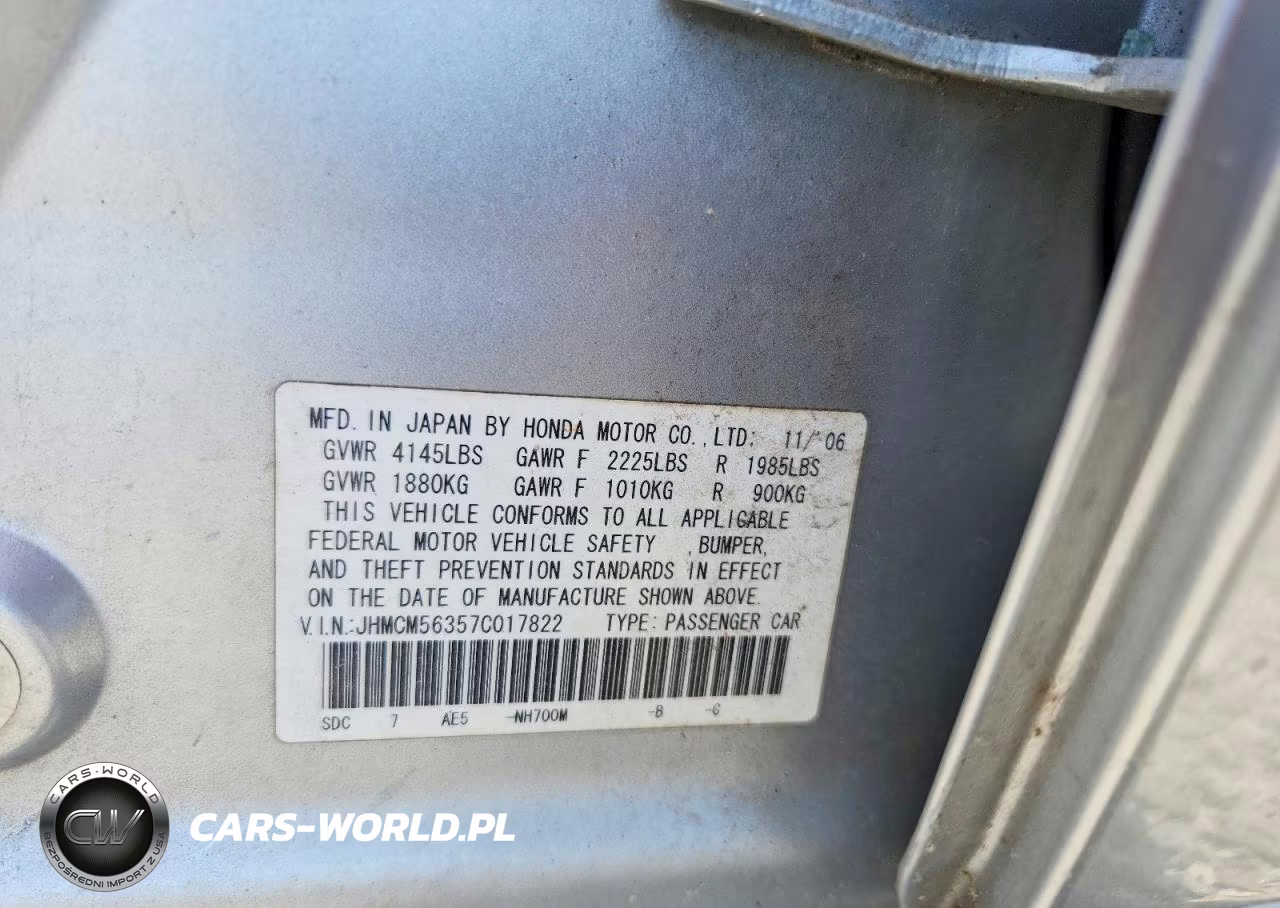 2007 Honda Accord Se VIN:JHMCM56357C017822 - 12