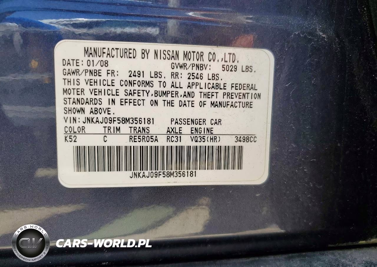 2008 Infiniti Ex35 Base VIN:JNKAJ09F58M356181 - 13