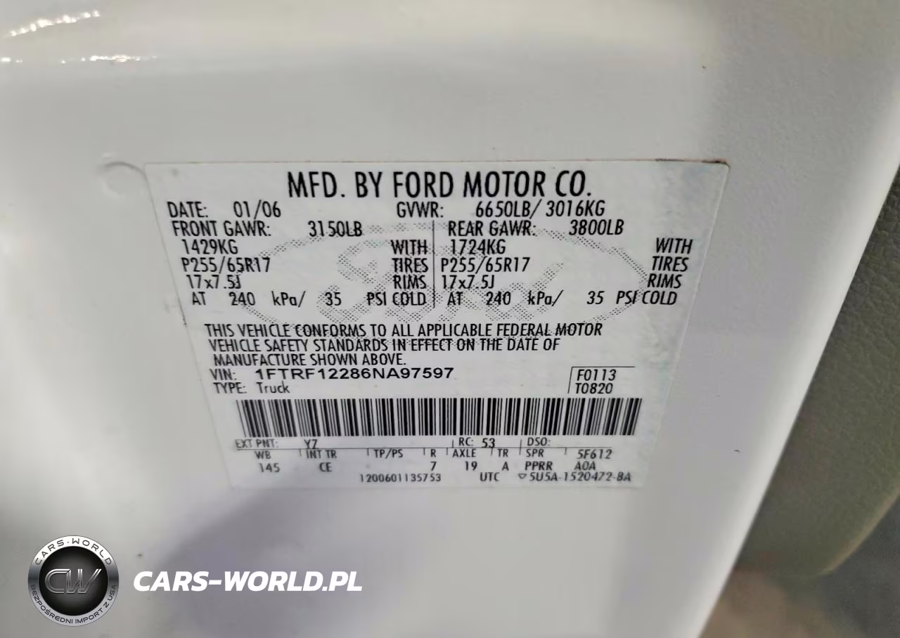 2006 Ford F150 VIN:1FTRF12286NA97597 - 12