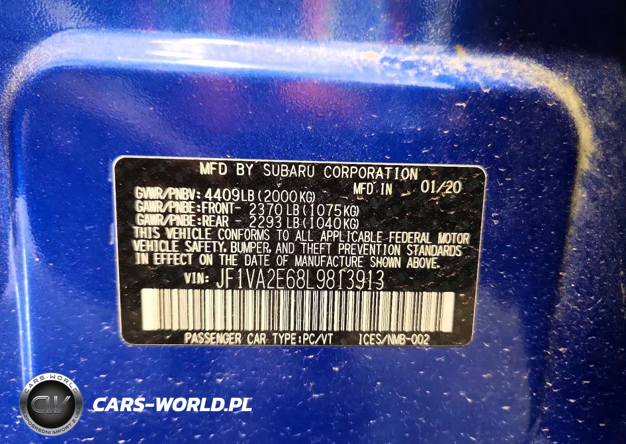 2020 Subaru Wrx Sti VIN:JF1VA2E68L9813913 - 13