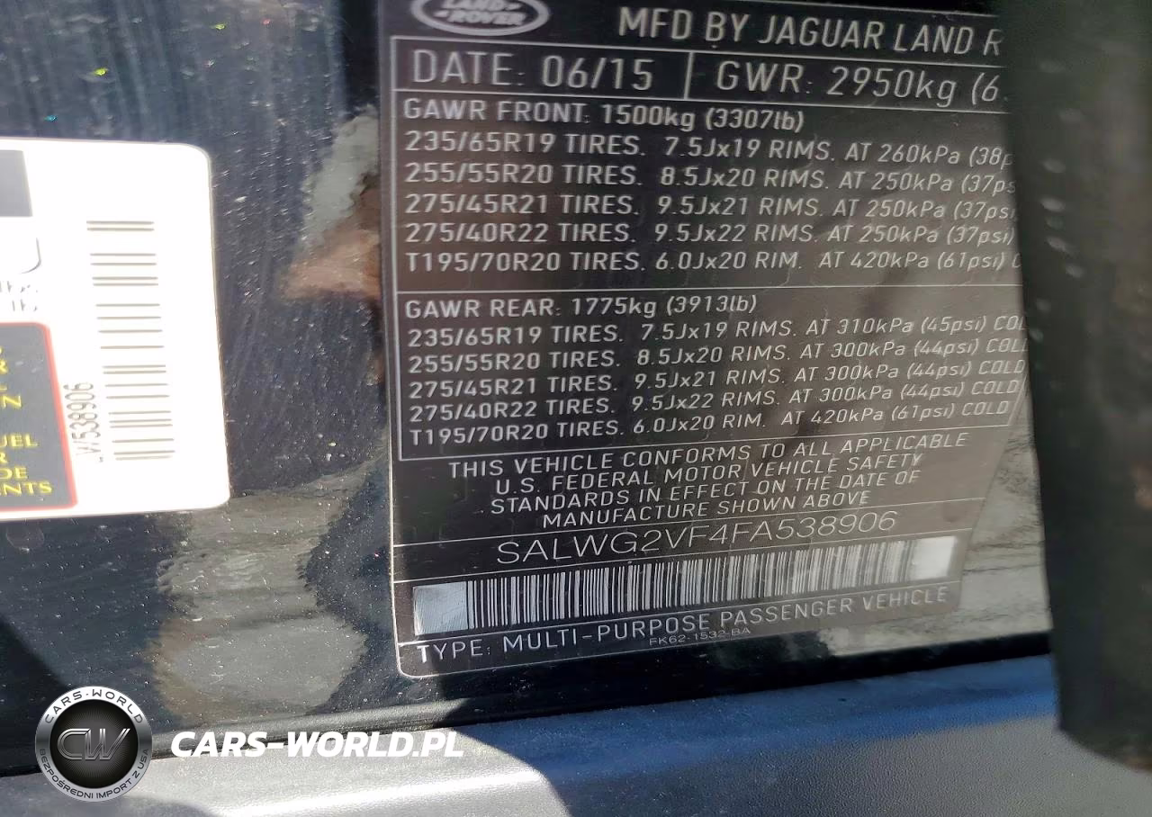 2015 Land Rover All Models VIN:SALWG2VF4FA538906 - 13