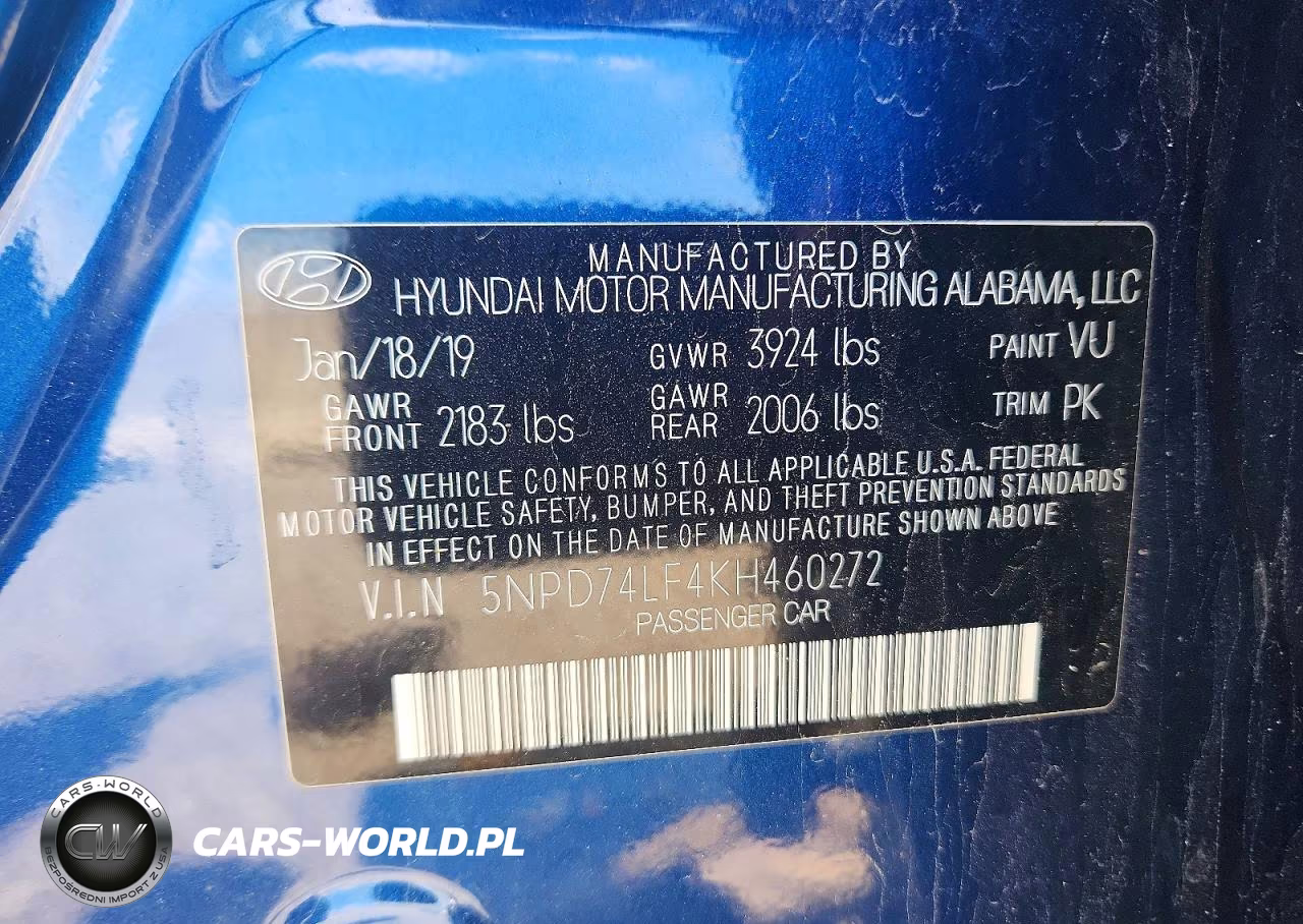 2019 Hyundai Elantra Se VIN:5NPD74LF4KH460272 - 12