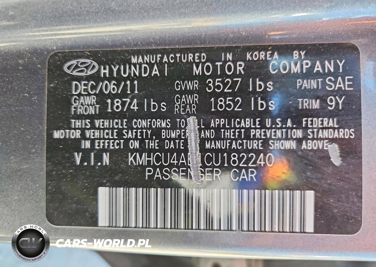 2012 Hyundai Accent Gls VIN:KMHCU4AE1CU182240 - 12