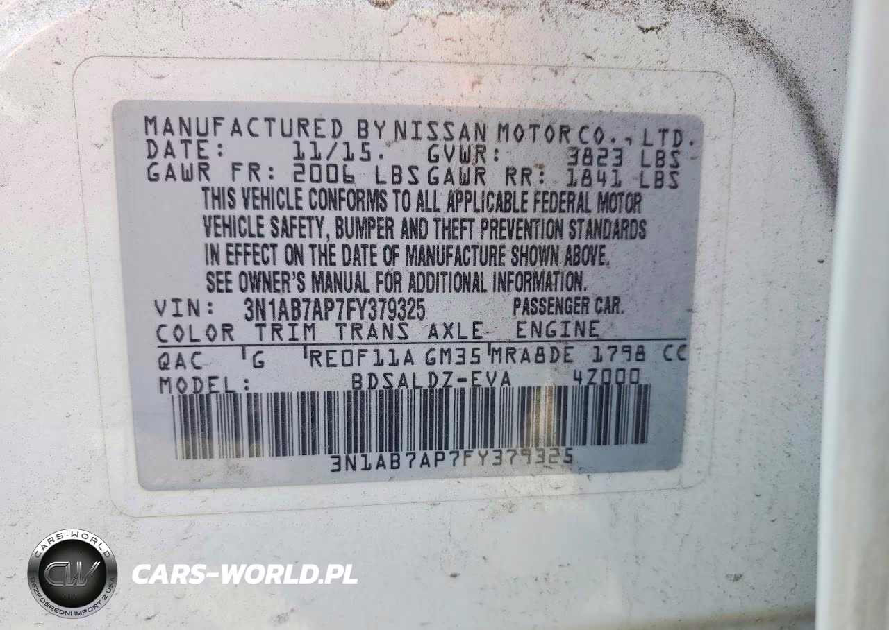 NISSAN SENTRA VIN:3N1AB7AP7FY379325 - 12