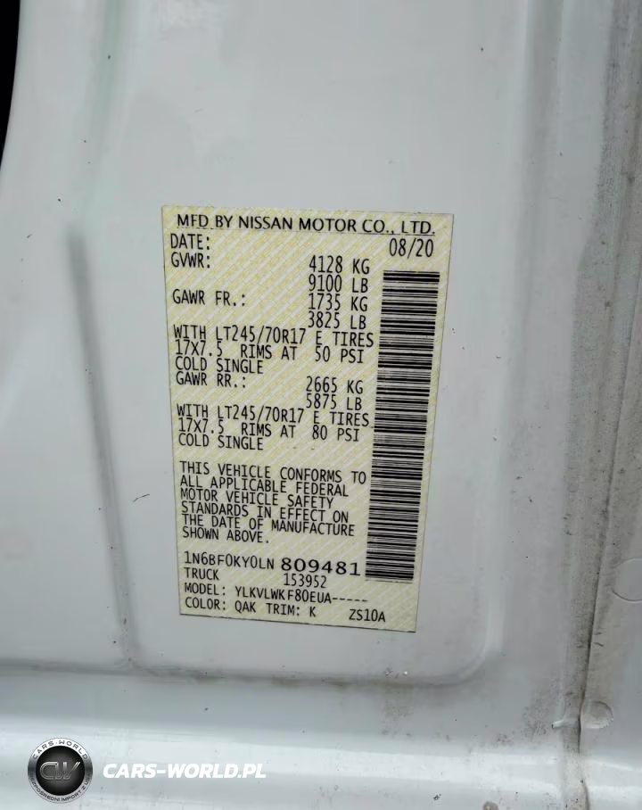 2020 Nissan Nv 2500 Hd S VIN:1N6BF0KY0LN809481 - 10