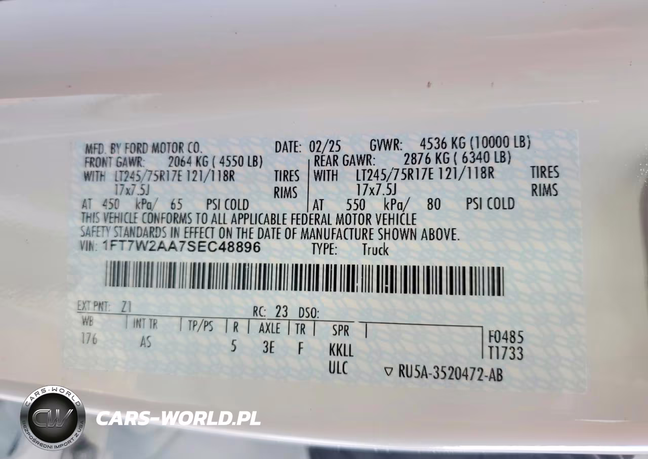 2025 Ford F250 Super Duty VIN:1FT7W2AA7SEC48896 - 12