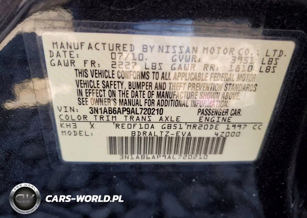2010 Nissan Sentra 2.0 VIN:3N1AB6AP9AL720210 - 12