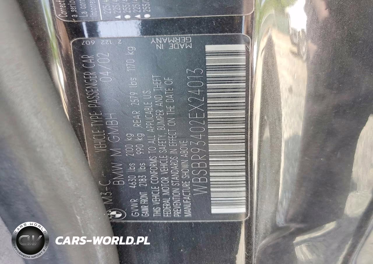 2002 BMW M3 VIN:WBSBR93402EX24013 - 12