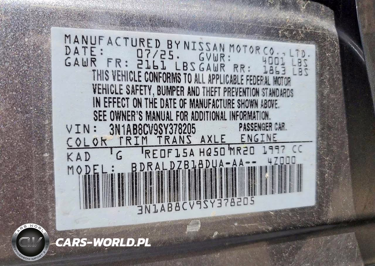 2025 Nissan Sentra Sv VIN:3N1AB8CV9SY378205 - 12
