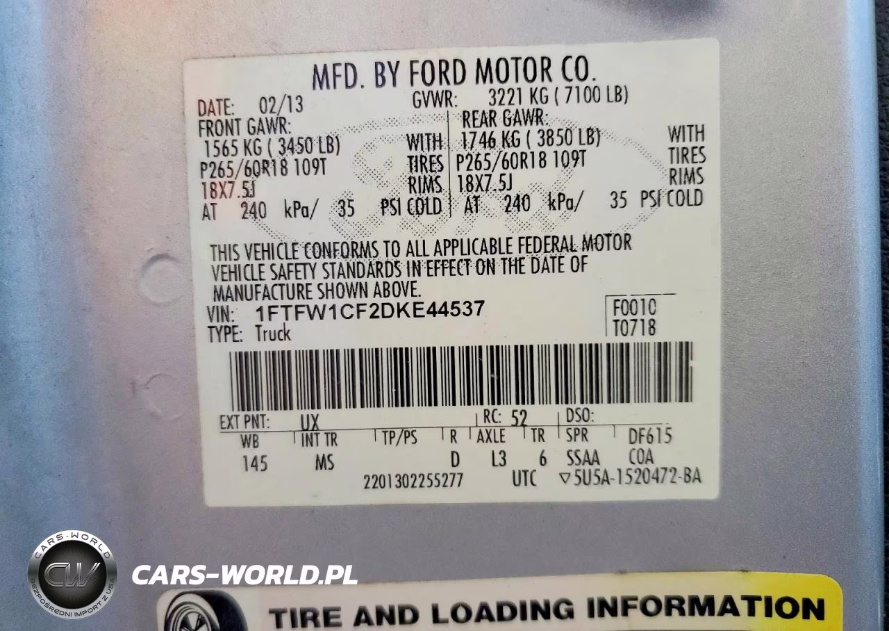 2013 Ford F150 Supercrew VIN:1FTFW1CF2DKE44537 - 13