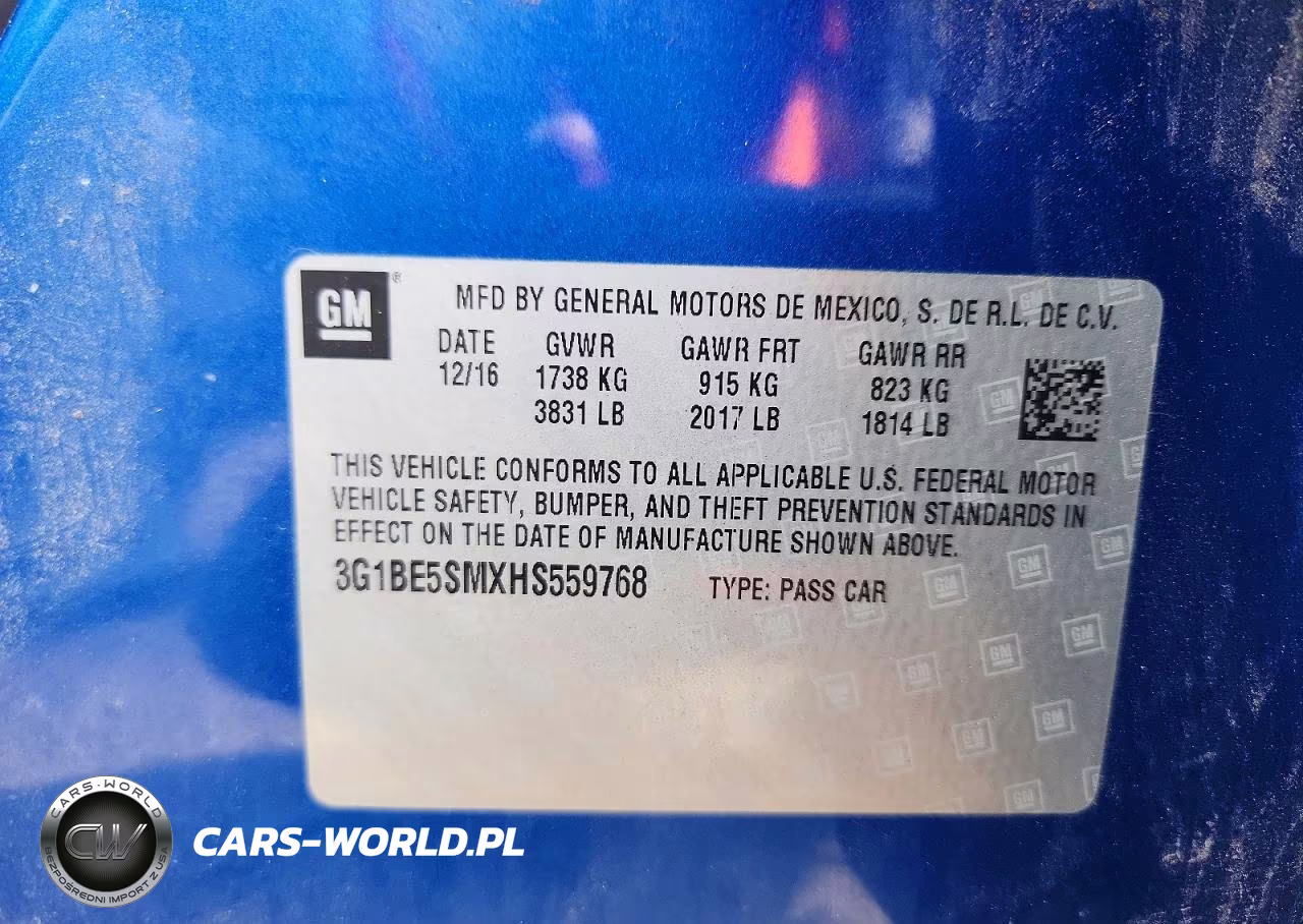 2017 Chevrolet Cruze Lt VIN:3G1BE5SMXHS559768 - 12