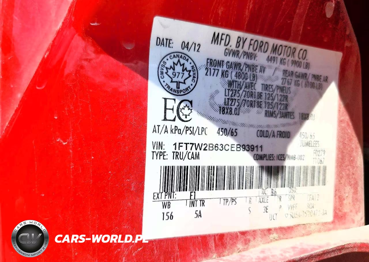 2012 Ford F250 Super Duty VIN:1FT7W2B63CEB93911 - 12