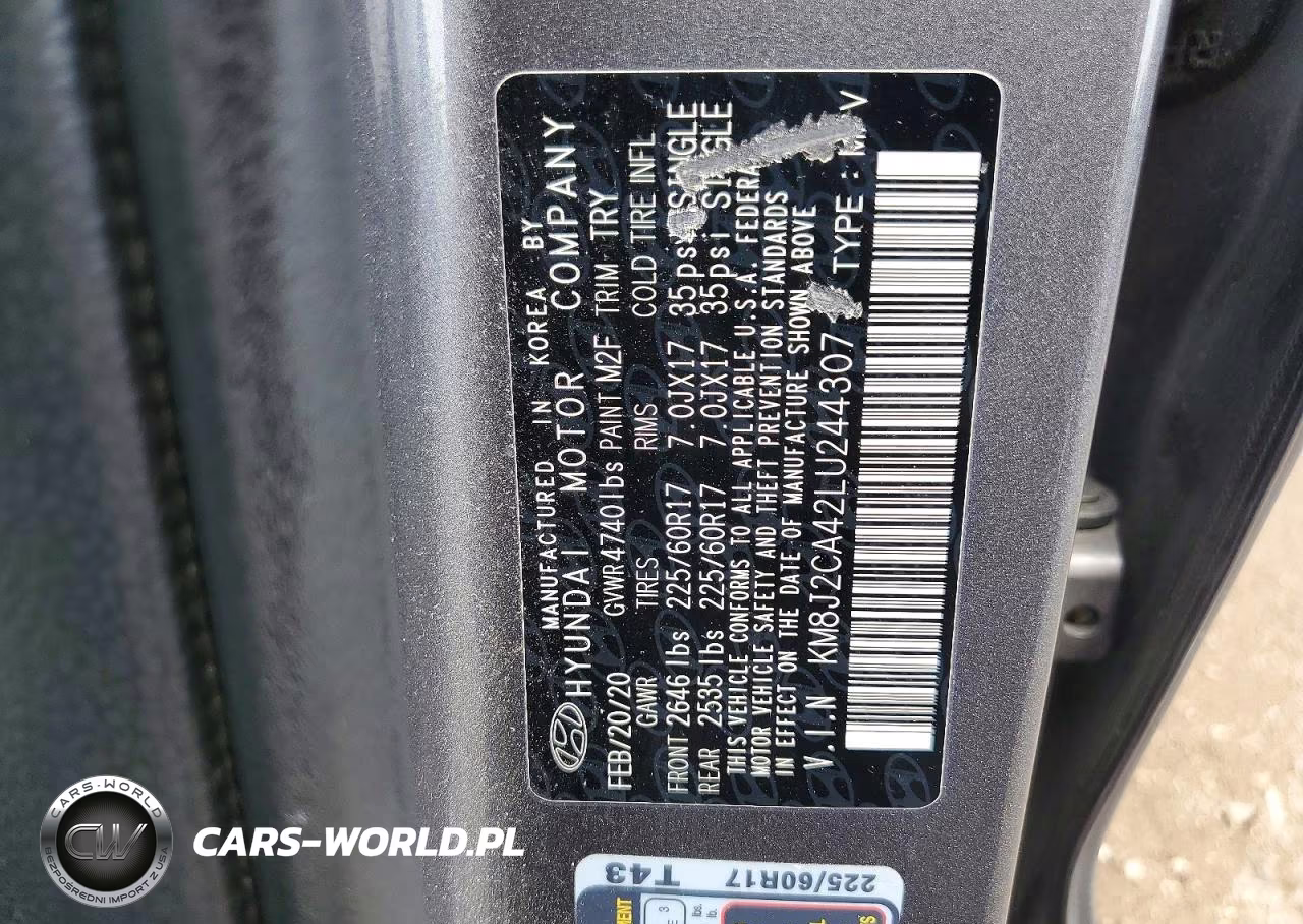 2020 Hyundai Tucson Se VIN:KM8J2CA42LU244307 - 13