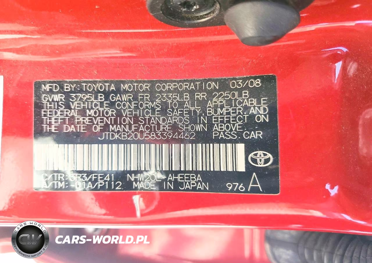 2008 Toyota Prius Base VIN:JTDKB20U583394462 - 13