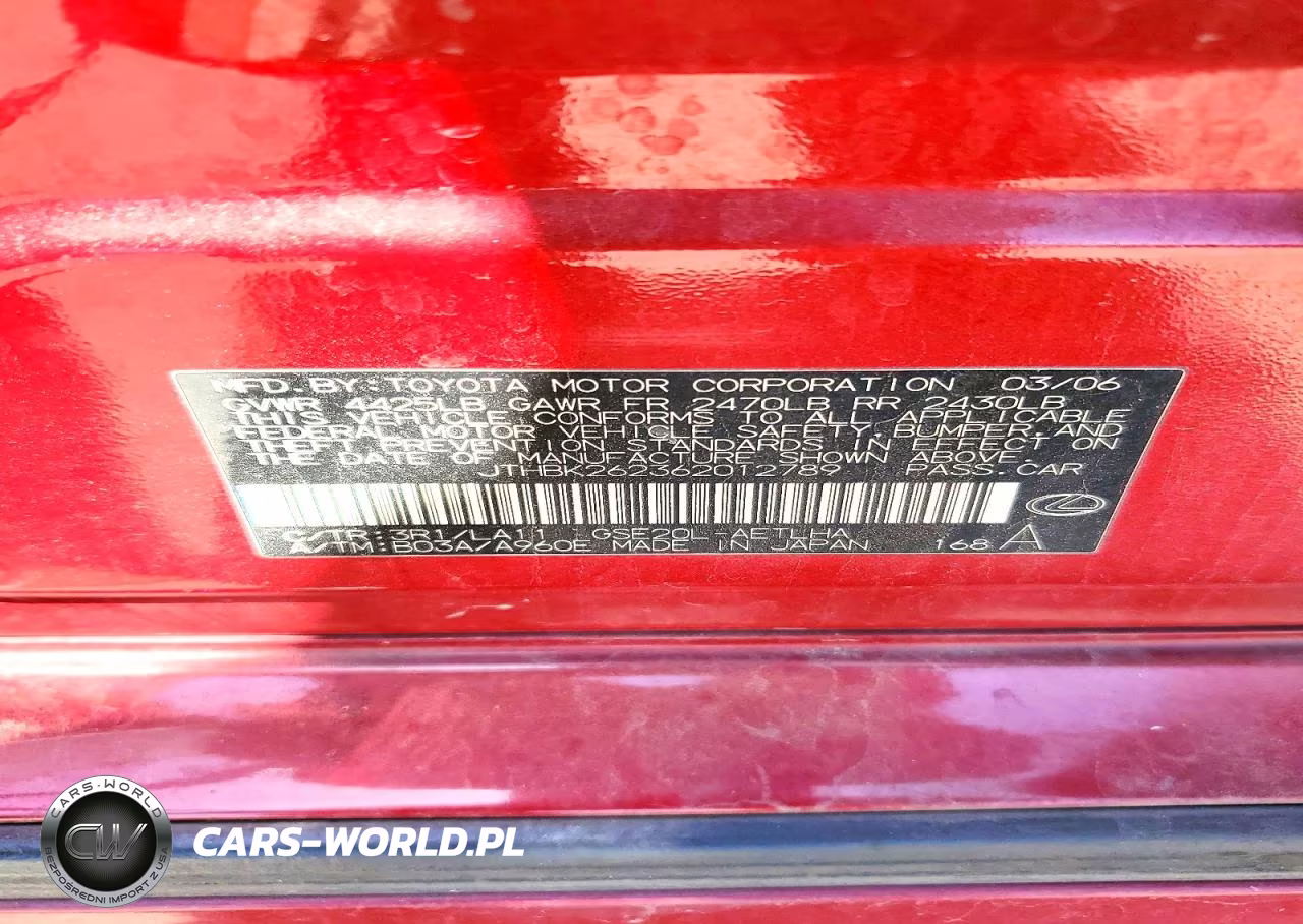 2006 Lexus Is 250 VIN:JTHBK262362012789 - 12