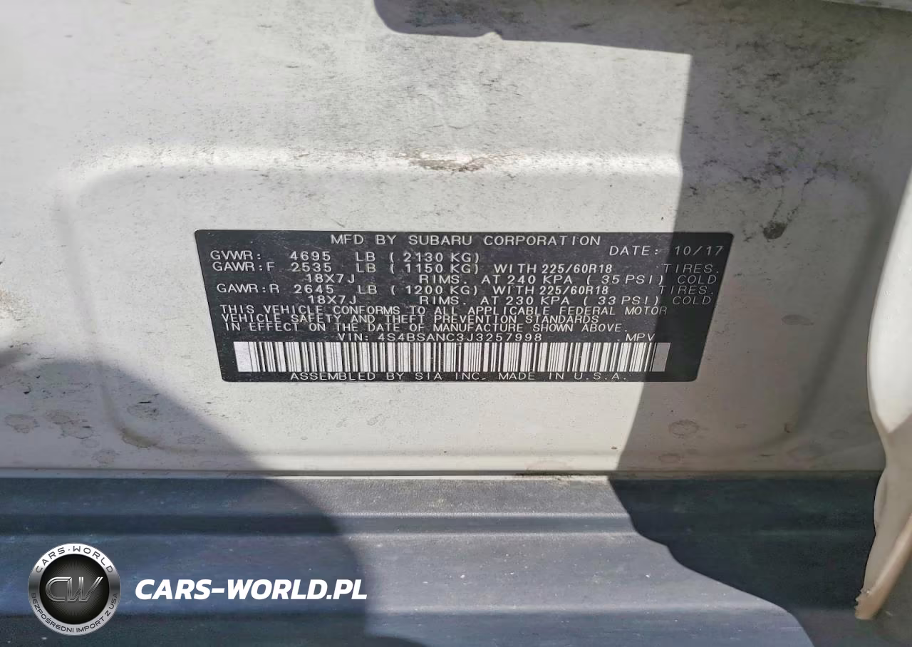 2018 Subaru Outback 2.5I Limited VIN:4S4BSANC3J3257998 - 13