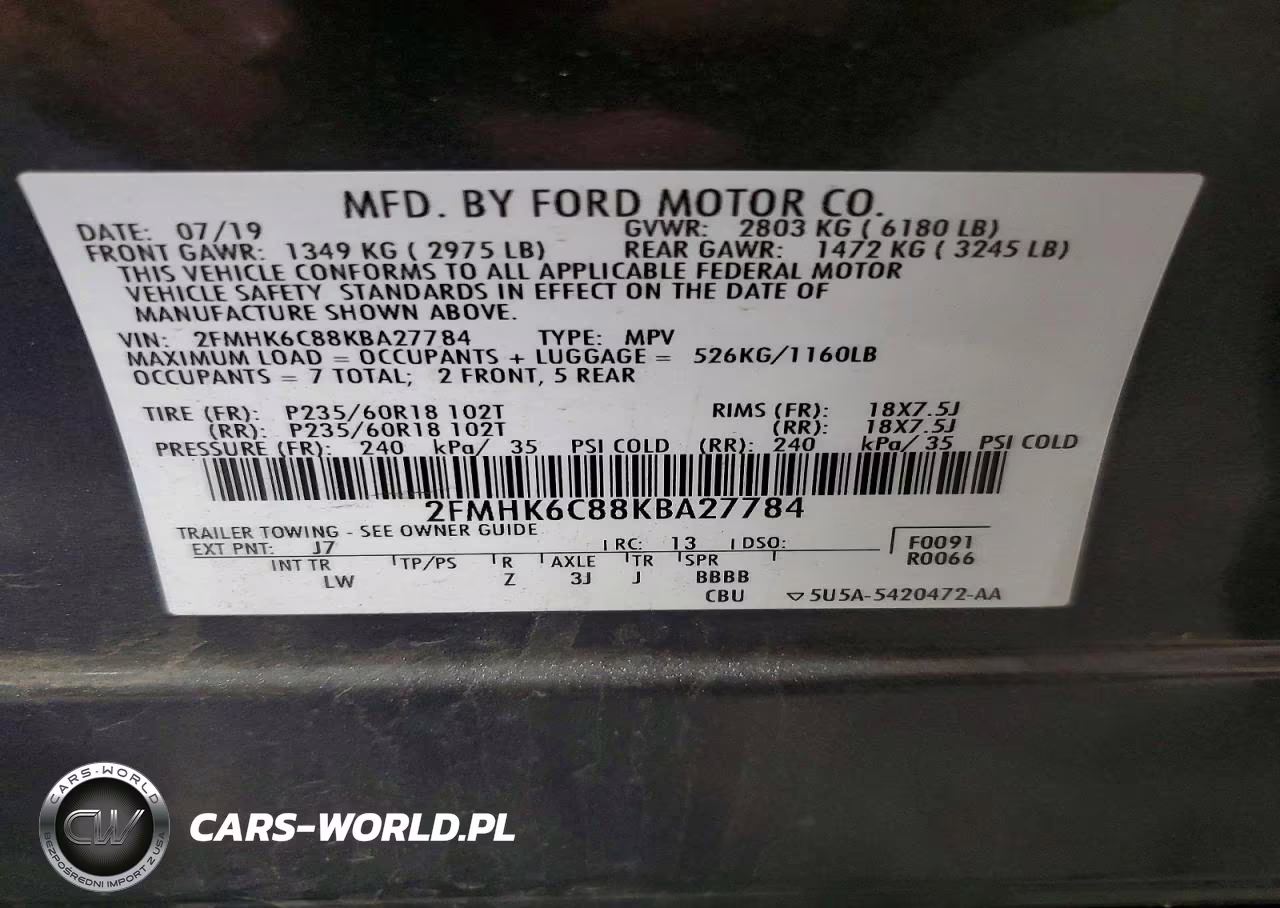 2019 Ford Flex Sel VIN:2FMHK6C88KBA27784 - 13