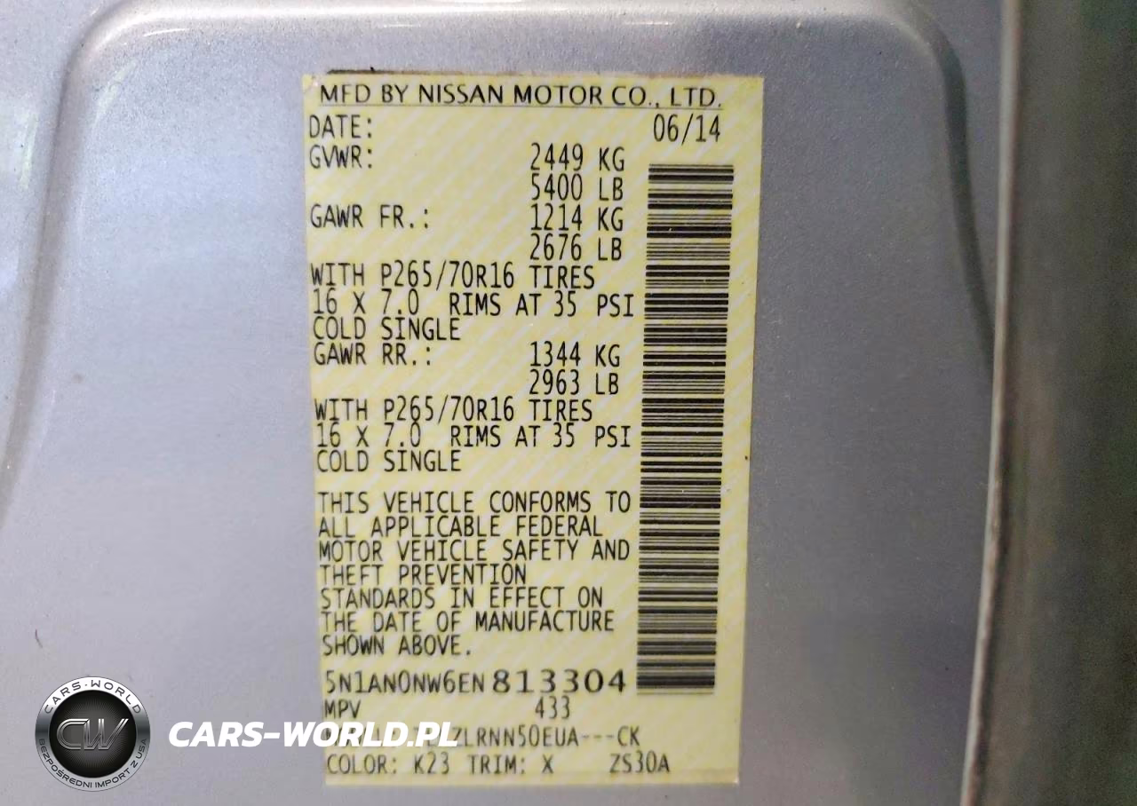 2014 Nissan Xterra S VIN:5N1AN0NW6EN813304 - 13