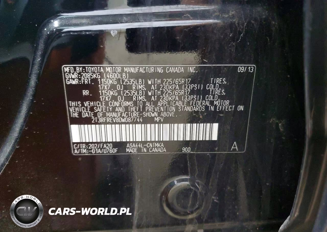 2013 Toyota Rav4 Xle VIN:2T3RFREV8DW087744 - 13
