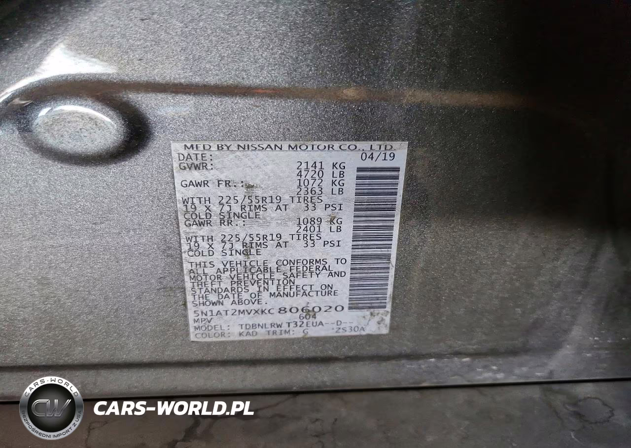 2019 Nissan Rogue Sl VIN:5N1AT2MVXKC806020 - 13