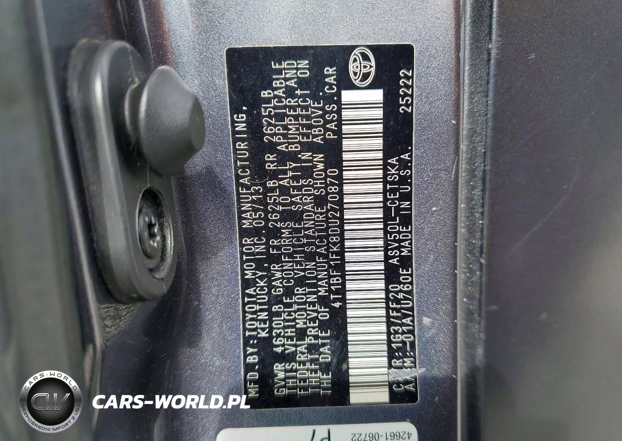 2013 Toyota Camry Se VIN:4T1BF1FK8DU270870 - 12