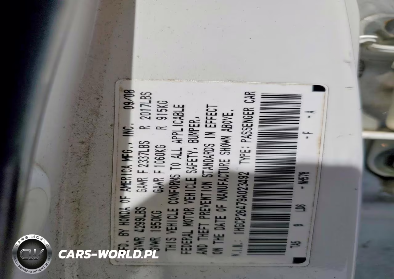 2009 Honda Accord Lxp VIN:1HGCP26479A023492 - 12