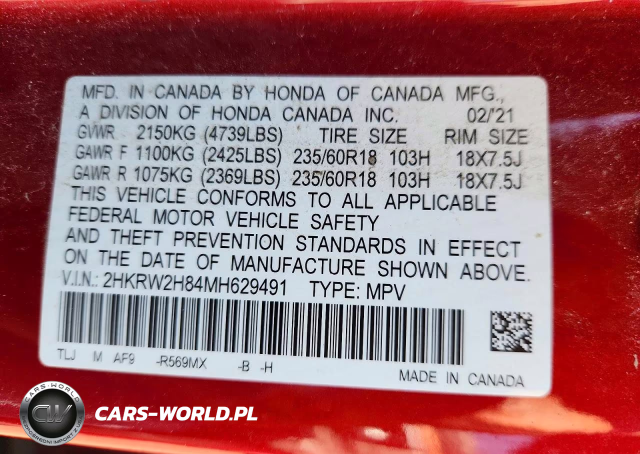 2021 Honda Cr-V Exl VIN:2HKRW2H84MH629491 - 13