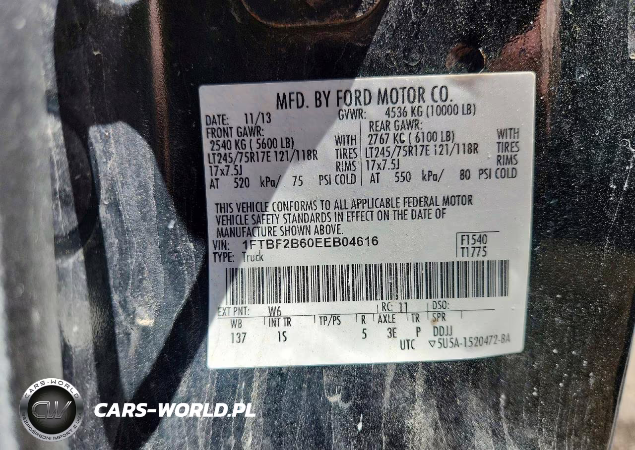2014 Ford F250 Super Duty VIN:1FTBF2B60EEB04616 - 12