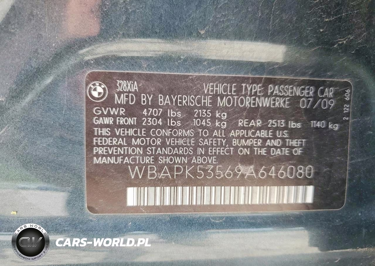 2009 BMW 328 Xi Sulev VIN:WBAPK53569A646080 - 12
