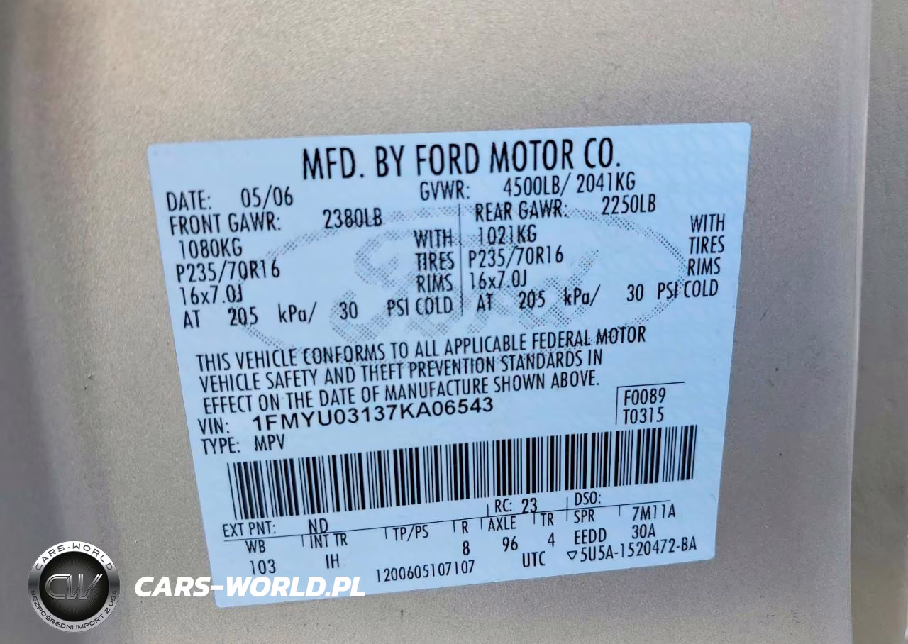 2007 Ford Escape Xlt VIN:1FMYU03137KA06543 - 13