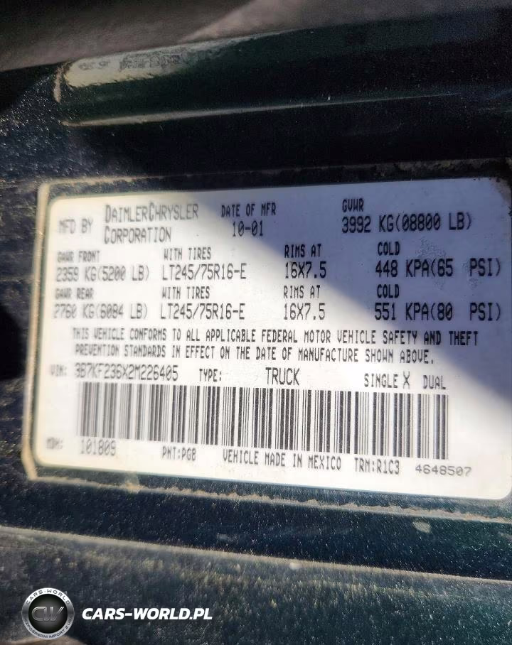 2002 Dodge Ram 2500 VIN:3B7KF236X2M226405 - 12