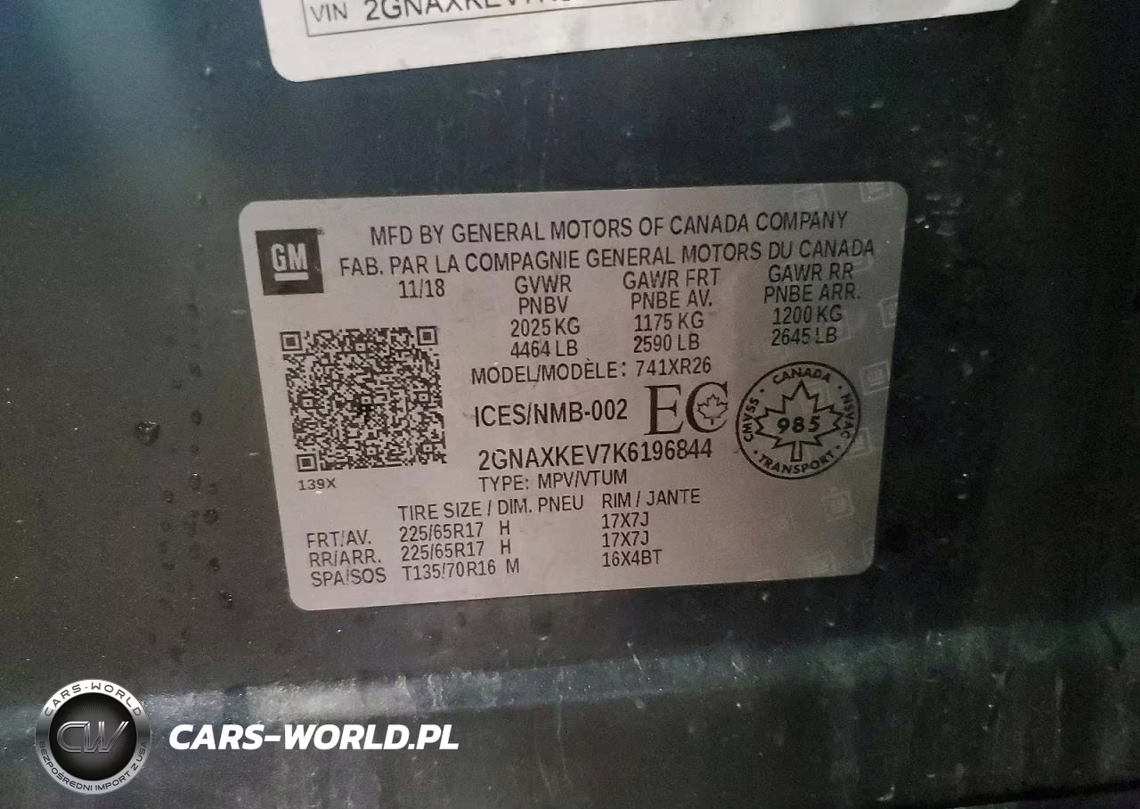 2019 Chevrolet Equinox Lt VIN:2GNAXKEV7K6196844 - 12