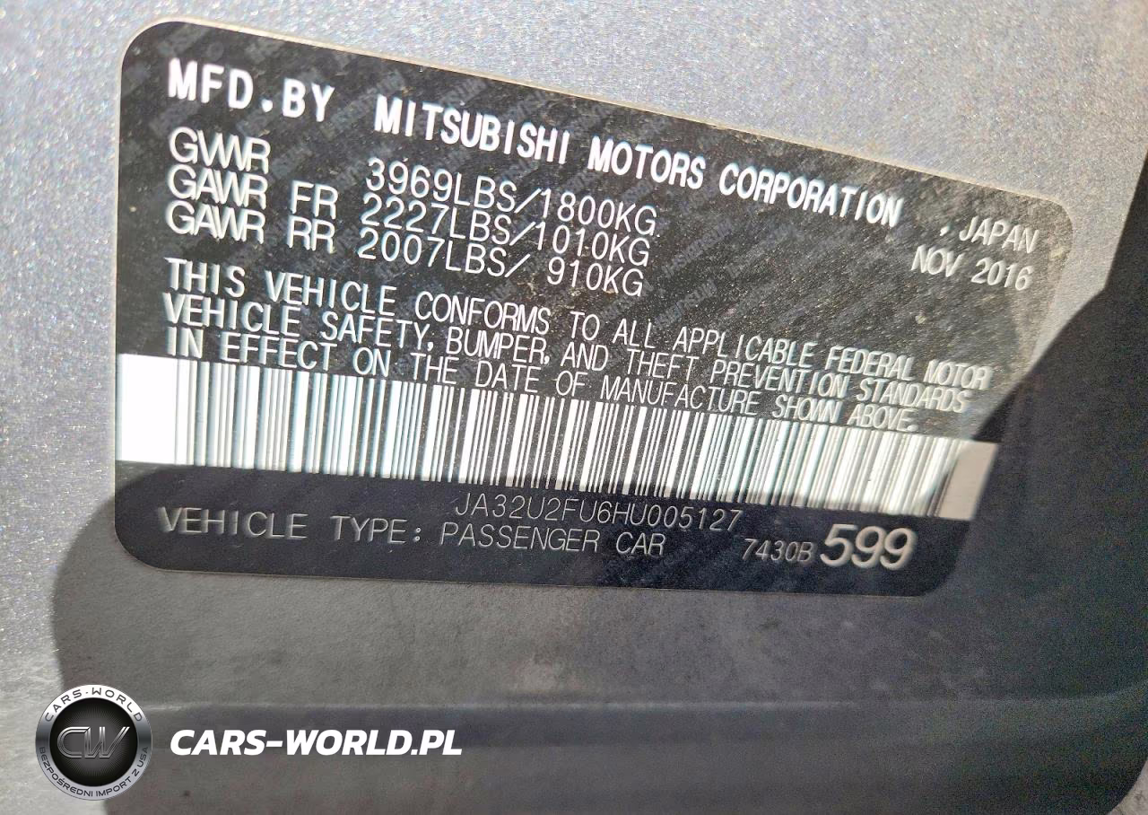 2017 Mitsubishi Lancer Es VIN:JA32U2FU6HU005127 - 12