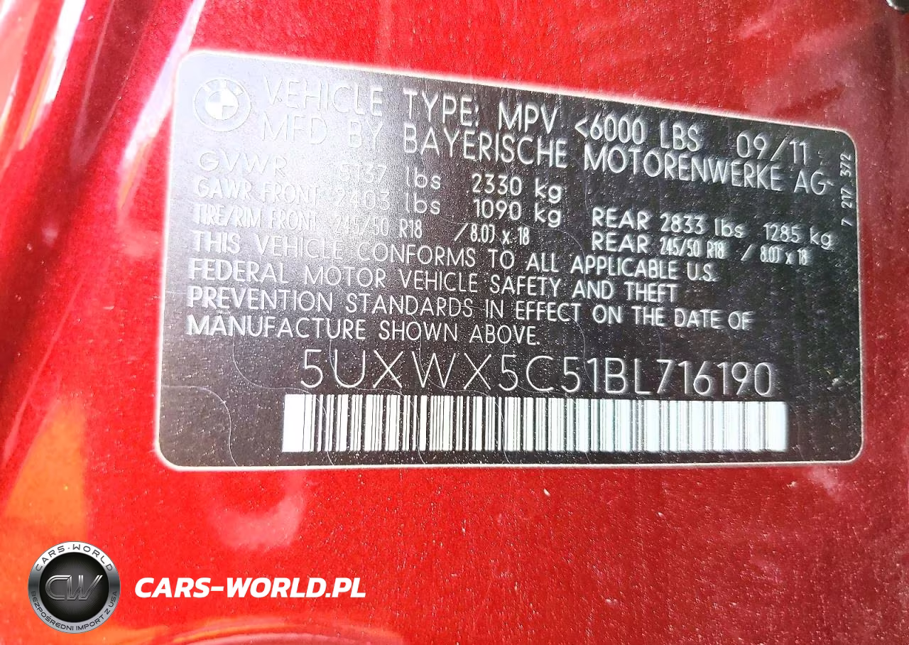 2011 BMW X3 xDrive28I VIN:5UXWX5C51BL716190 - 12